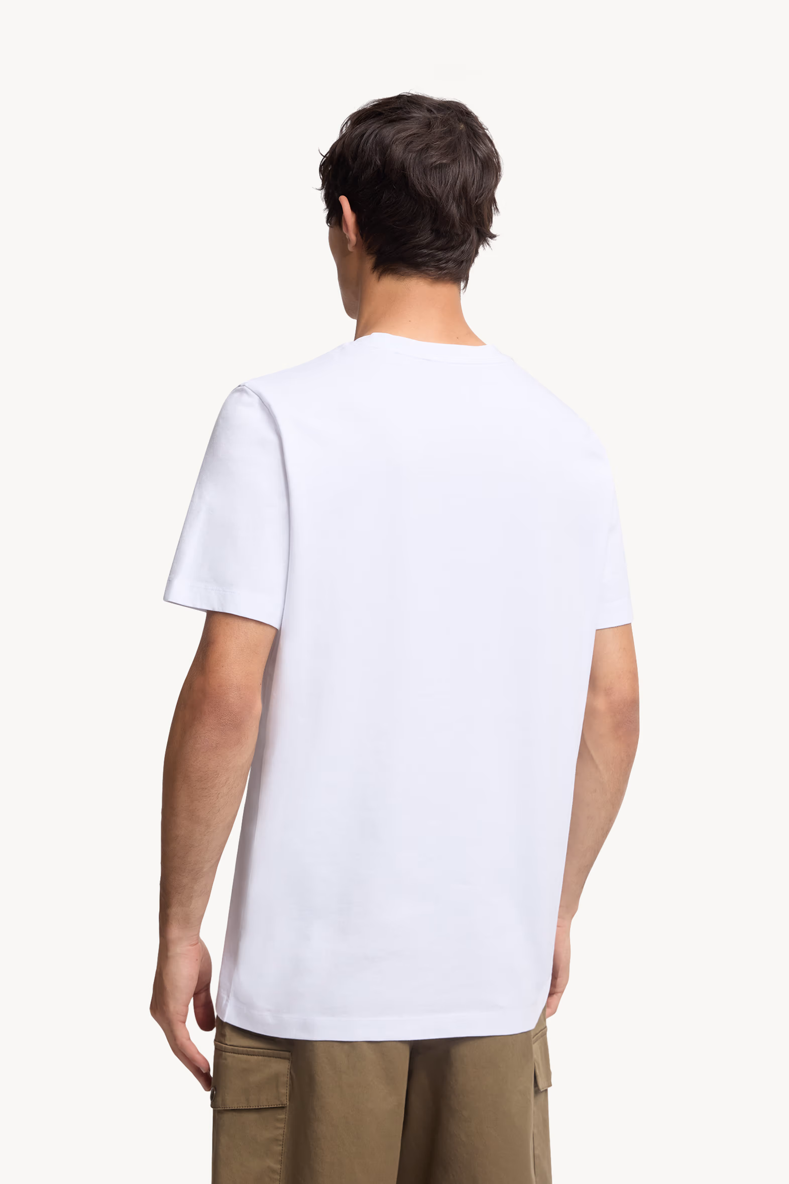 Flocked Logo Cotton T-Shirt Men White Moncler 5